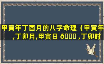 甲寅年丁酉月的八字命理（甲寅年,丁卯月,甲寅日 💐 ,丁卯时）